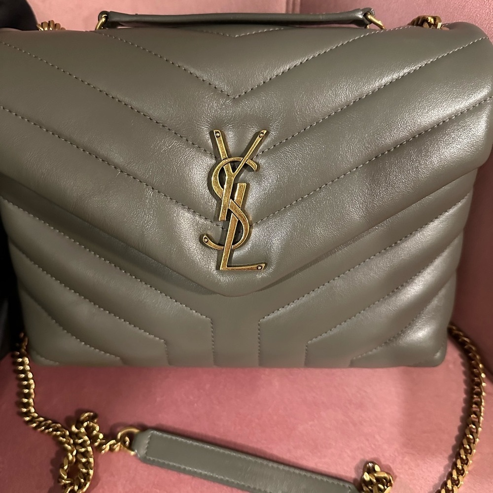 YSL Yves saint laurent small loulou bag khaki grey